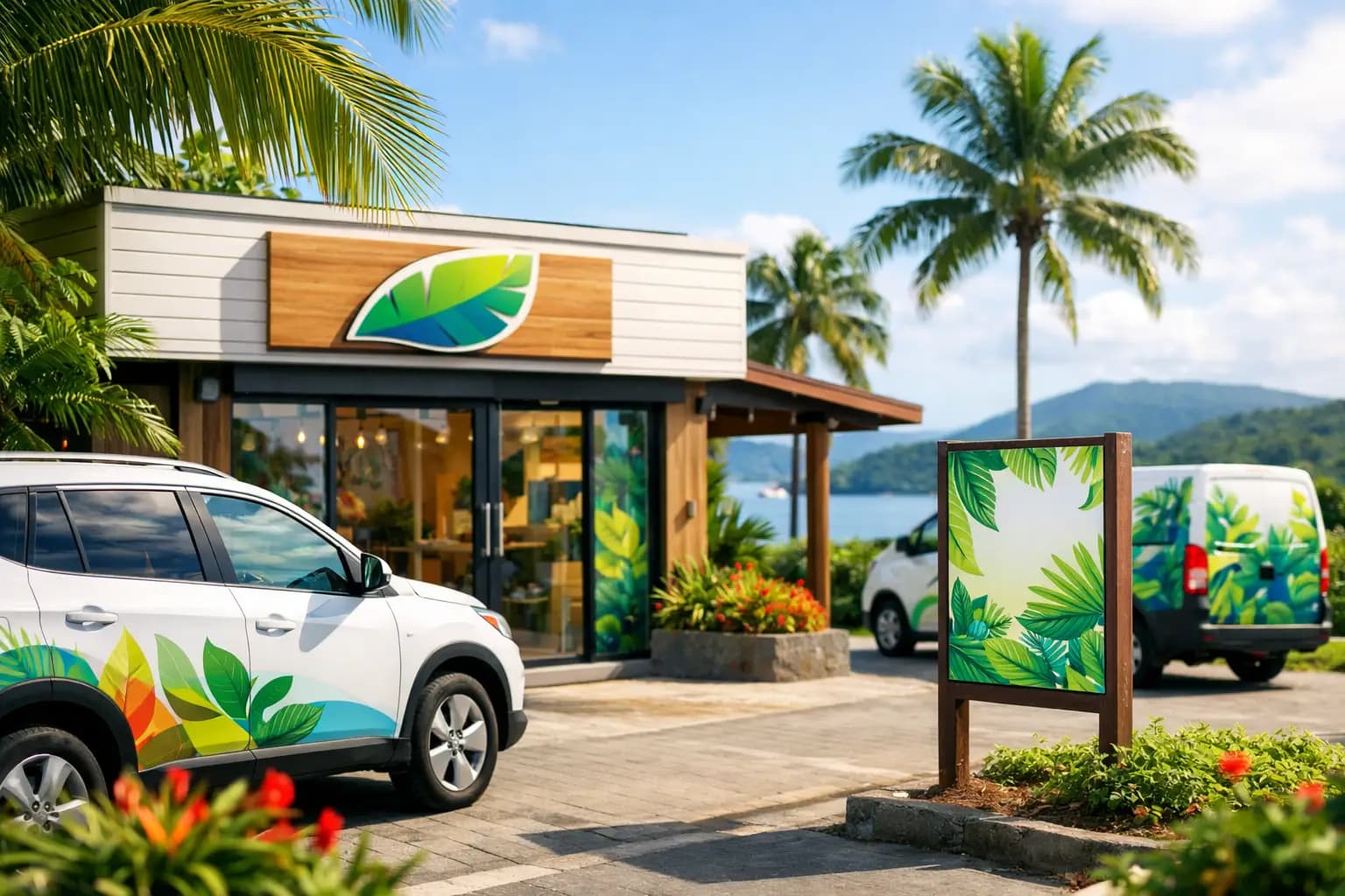 Signalétique tropicale entreprise qui attire