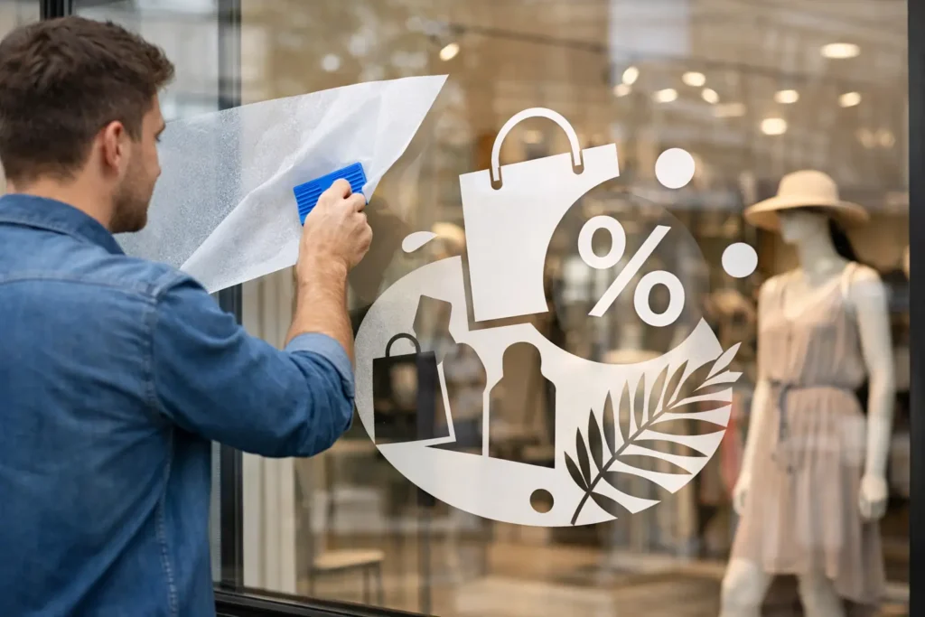 Adhésif vitrine magasin personnalisé efficace
