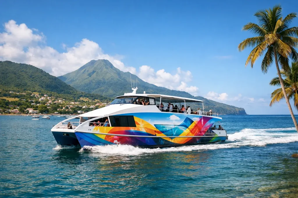 Covering bateau publicitaire Martinique - ce qui marche